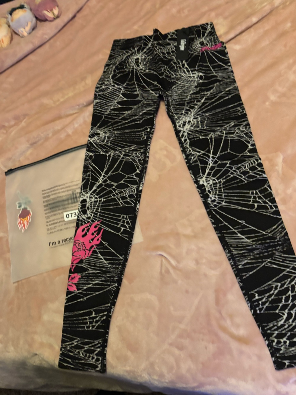 Civil regime shattered glass Leggings with Pink Flame Accent by